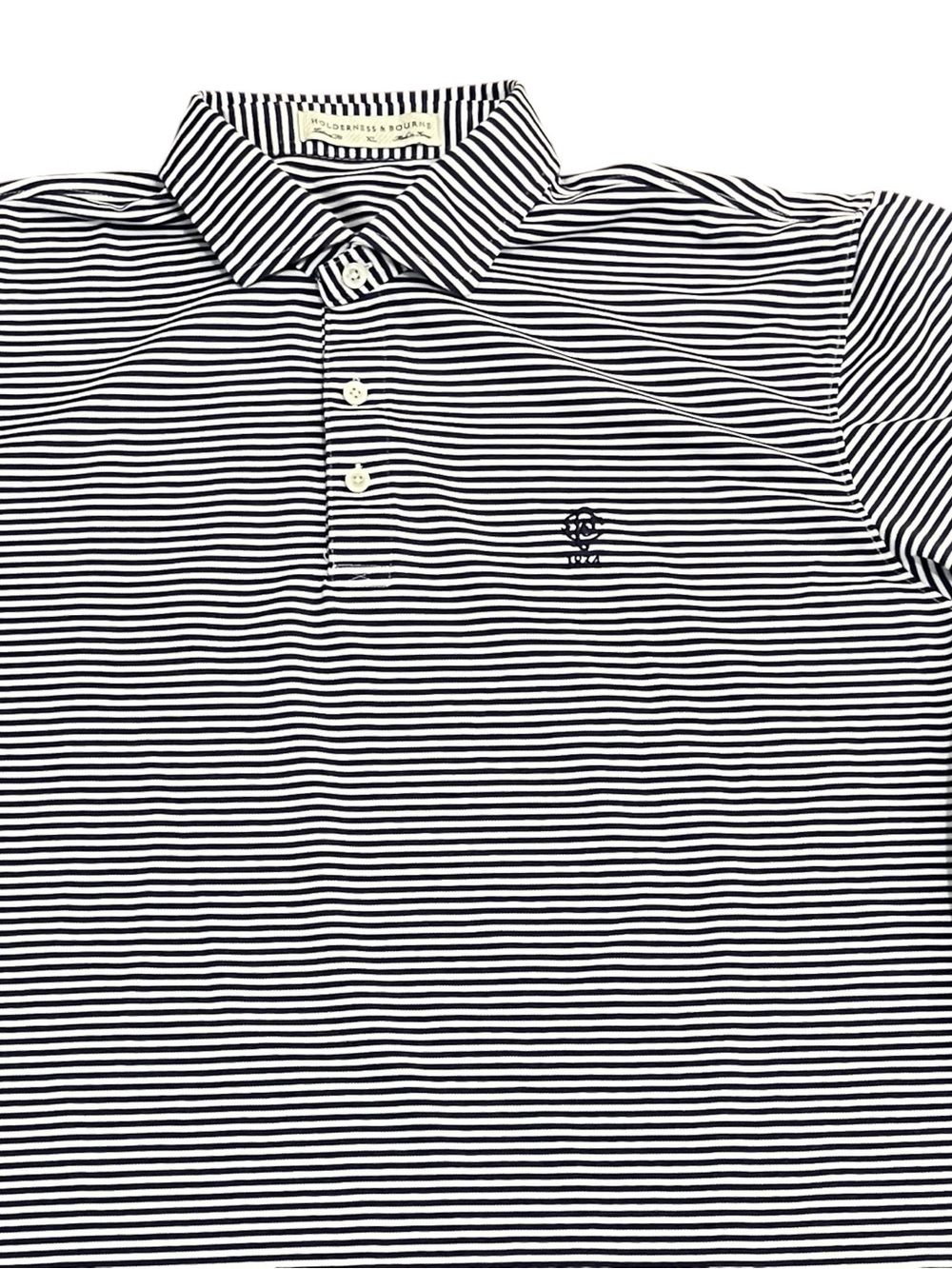 Holderness & Bourne Polo XL Navy White Stripe Philadelphia Club Preppy